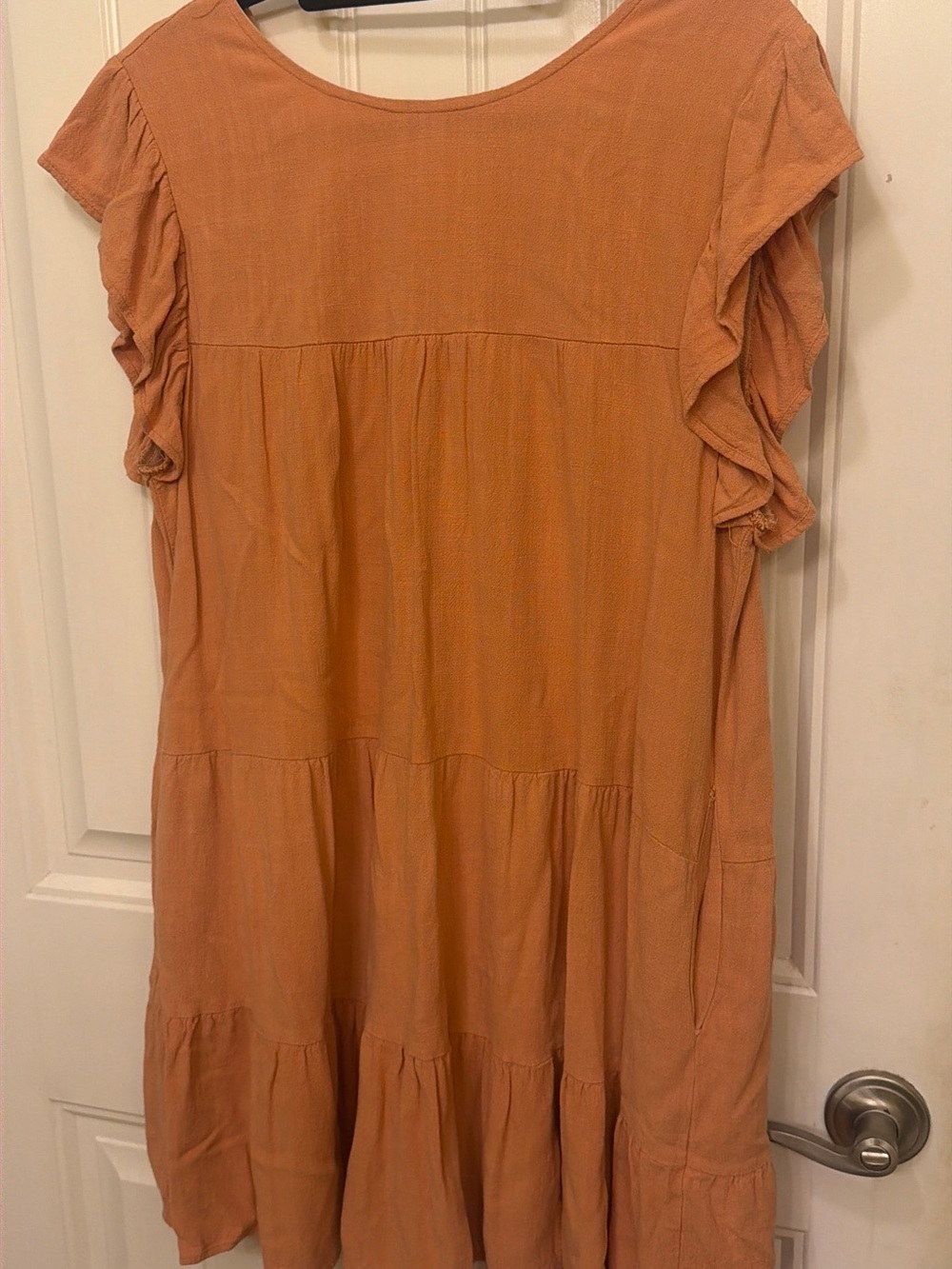 Altar'd State Theodora Tiered Ruffle Mini Dress Orange L